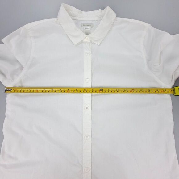 GARNET HILL Organic Pima Cotton Long Tunic Minimal Button Down Shirt White 14 - Picture 4 of 6